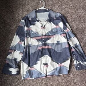 NWOT Men’s Aztec Print Button-Up Shirt – Urban Western Style – Size Large